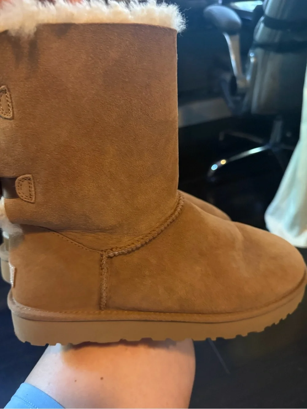 UGG Women's Chestnut Suede Shearling Bow-Back Boots